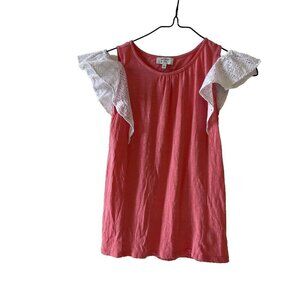 Crown & Ivy Girls Small Top Shirt Cold Shoulder Eyelet Lace Summer Beach Spring